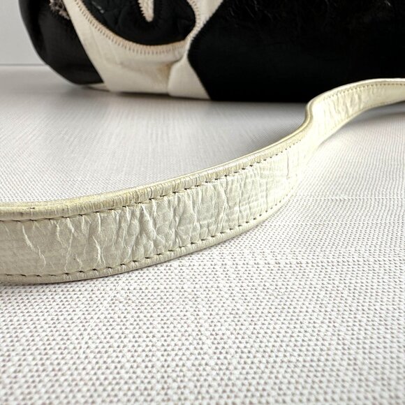 1980s Sharif Black and White Leather Crossbody - Picture 4 of 13